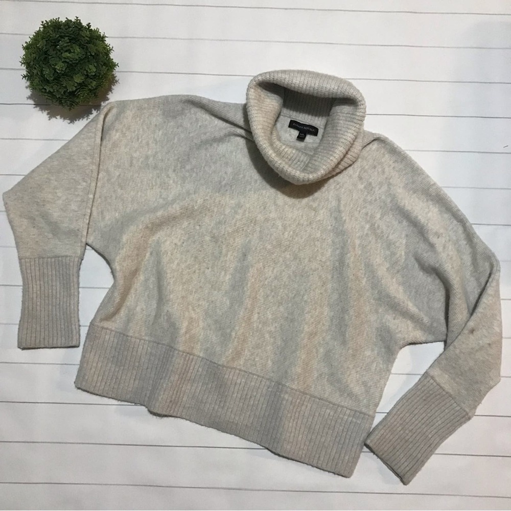 Banana Republic Gray Ribbed Knit Wool‎ Alpaca Turtleneck Sweater Size Medium